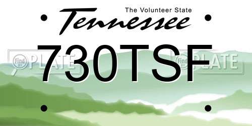 730TSF Tennessee License Plate