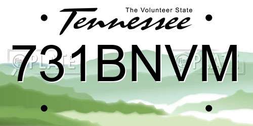 731BNVM Tennessee License Plate