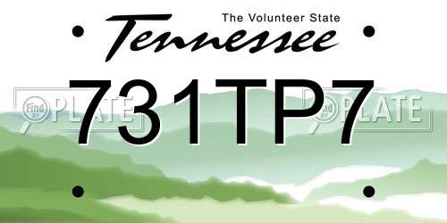 731TP7 Tennessee License Plate