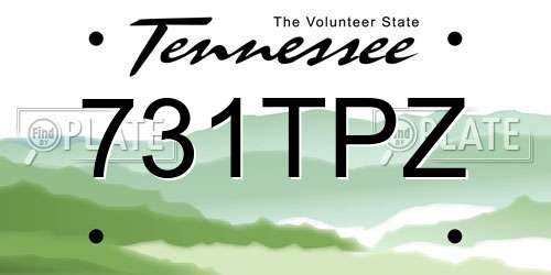 731TPZ Tennessee License Plate
