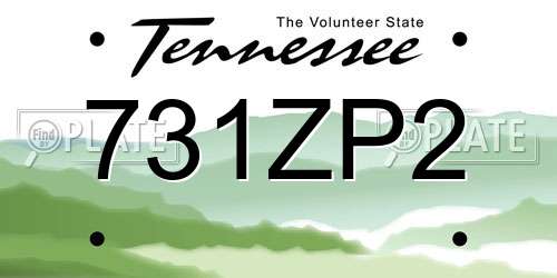 731ZP2 Tennessee License Plate