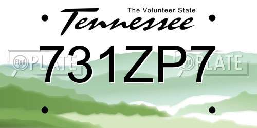 731ZP7 Tennessee License Plate