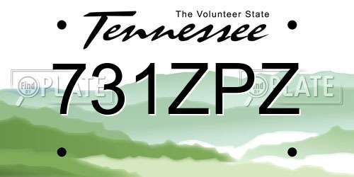 731ZPZ Tennessee License Plate