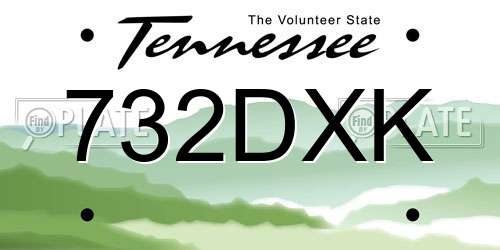 732DXK Tennessee License Plate