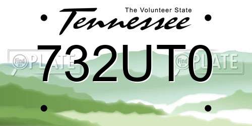 732UT0 Tennessee License Plate
