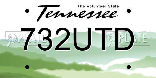 732UTD Tennessee License Plate