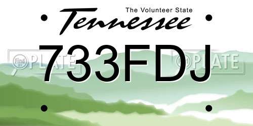 733FDJ Tennessee License Plate