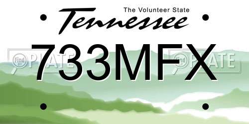 733MFX Tennessee License Plate