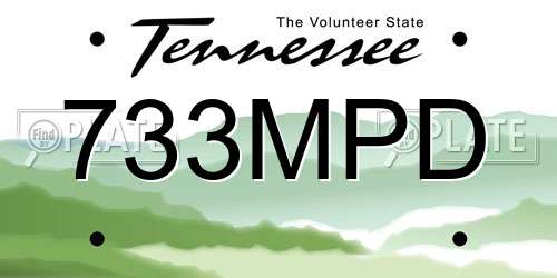 733MPD Tennessee License Plate