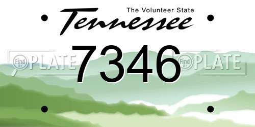 7346 Tennessee License Plate