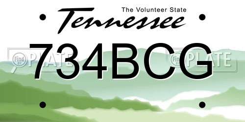734BCG Tennessee License Plate