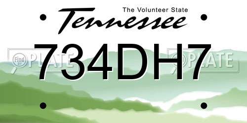 734DH7 Tennessee License Plate