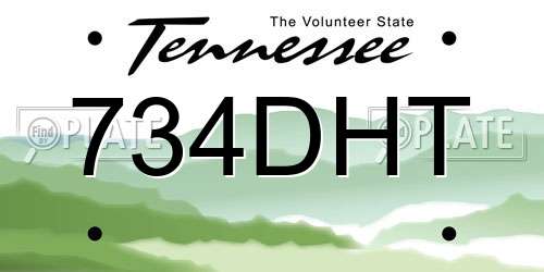 734DHT Tennessee License Plate