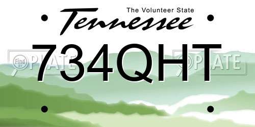 734QHT Tennessee License Plate