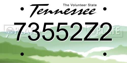 73552Z2 Tennessee License Plate