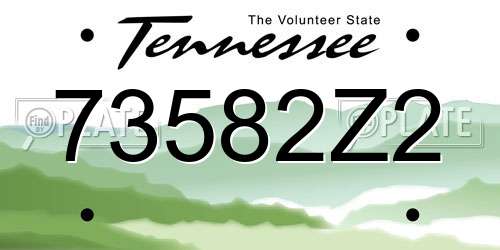 73582Z2 Tennessee License Plate