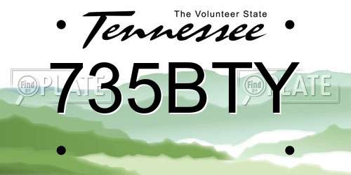 735BTY Tennessee License Plate