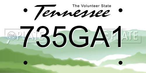 735GA1 Tennessee License Plate