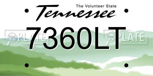 7360LT Tennessee License Plate