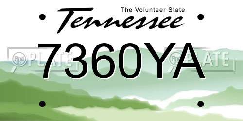 7360YA Tennessee License Plate
