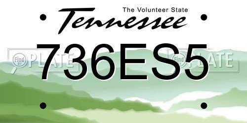 736ES5 Tennessee License Plate