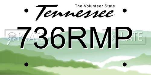 736RMP Tennessee License Plate