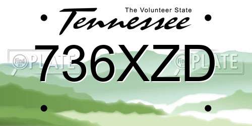 736XZD Tennessee License Plate