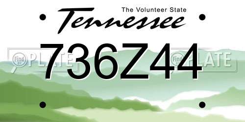 736Z44 Tennessee License Plate