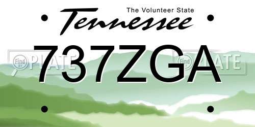 737ZGA Tennessee License Plate