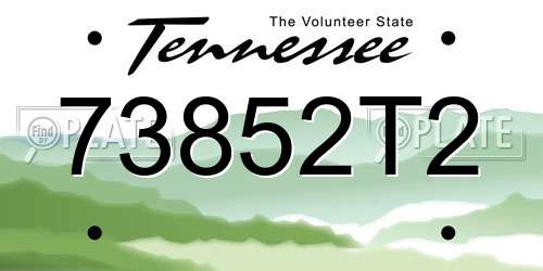 73852T2 Tennessee License Plate