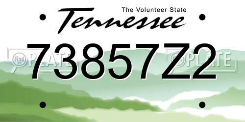 73857Z2 Tennessee License Plate
