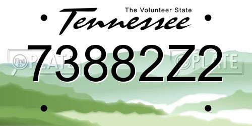 73882Z2 Tennessee License Plate