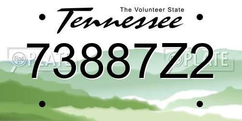 73887Z2 Tennessee License Plate