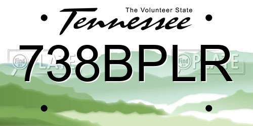 738BPLR Tennessee License Plate