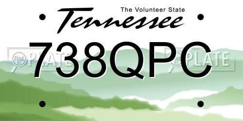 738QPC Tennessee License Plate