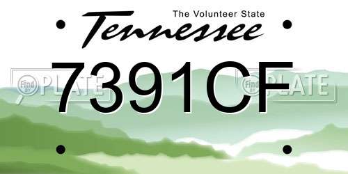 7391CF Tennessee License Plate