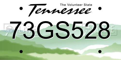 73GS528 Tennessee License Plate