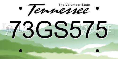 73GS575 Tennessee License Plate