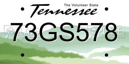 73GS578 Tennessee License Plate