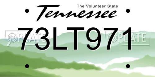 73LT971 Tennessee License Plate