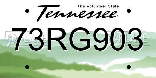 73RG903 Tennessee License Plate