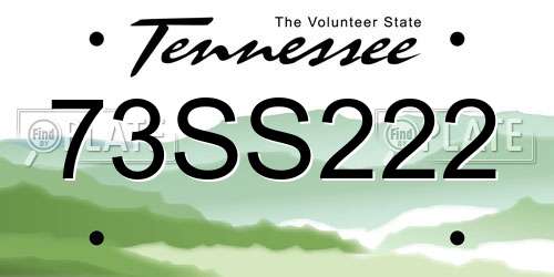 73SS222 Tennessee License Plate