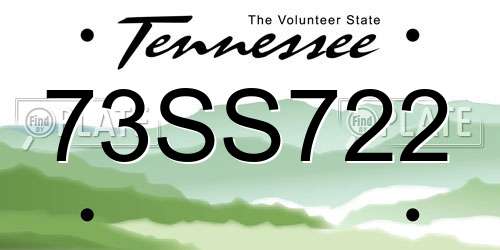 73SS722 Tennessee License Plate