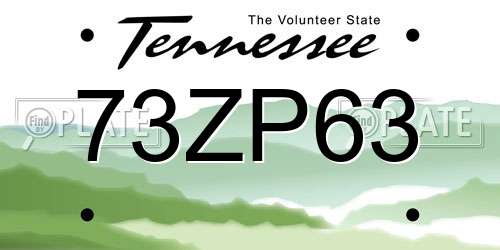 73ZP63 Tennessee License Plate