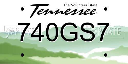 740GS7 Tennessee License Plate