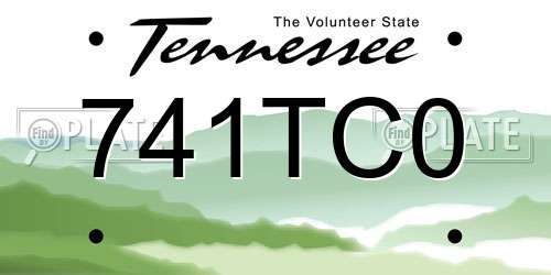 741TC0 Tennessee License Plate
