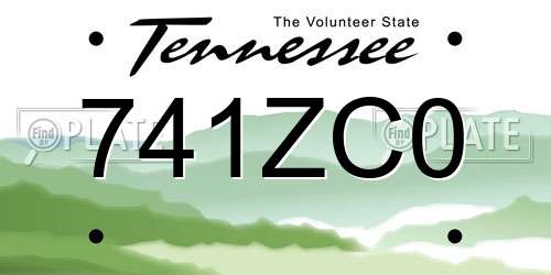 741ZC0 Tennessee License Plate