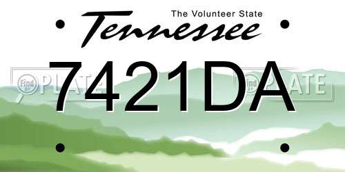 7421DA Tennessee License Plate