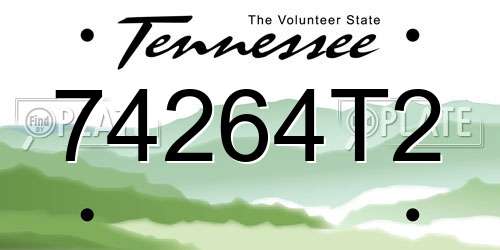 74264T2 Tennessee License Plate