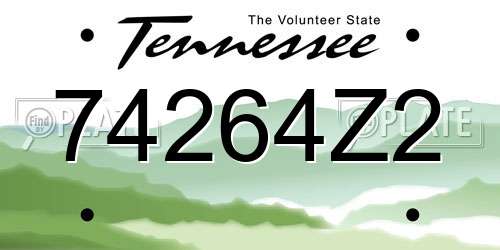 74264Z2 Tennessee License Plate